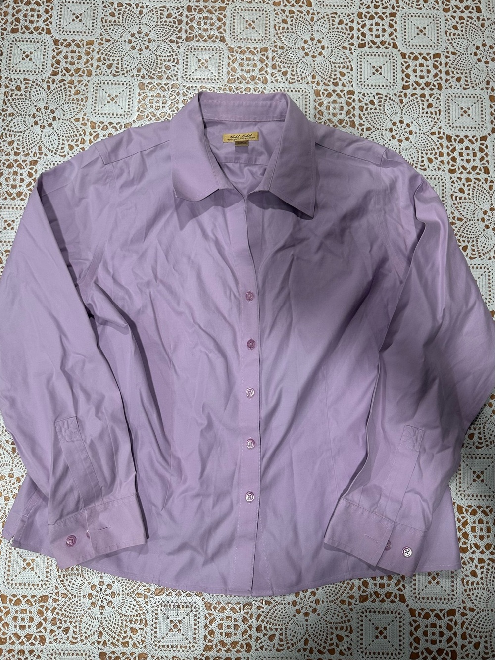 Gold Label Westbound Petites 14P Lavender Cotton Button Front Blouse